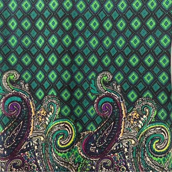 MSK Green Printed 3/4 Length Sleeve Knee Length Shift Dress with Keyhole Detail - Picture 7 of 7